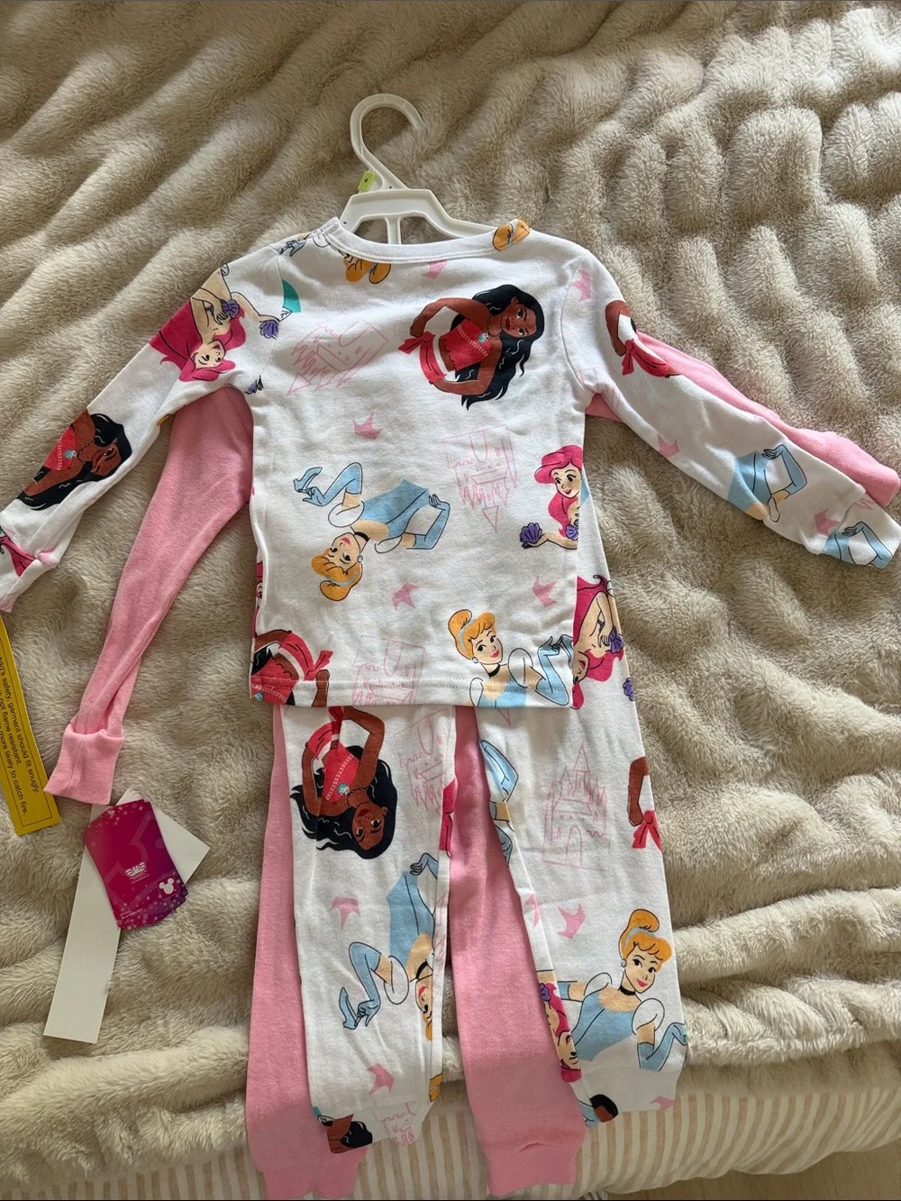 NWT 2 pack Disney Girls Pink Princess Pajama Set with Ariel, Cinderella & Moana